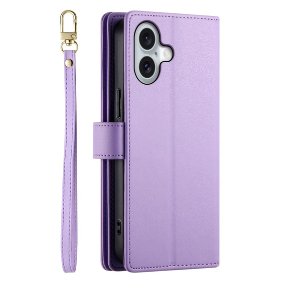 Cu clapetă pentru iPhone 16, Wallet Zipper Pocket, violet