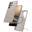 Carcasă Spigen pentru Samsung Galaxy S25 Ultra, Silicone Fit Mag, gri + sticlă călită