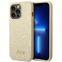 GUESS Huse pentru iPhone 14 Pro, Glitter Script Hardcase, de aur