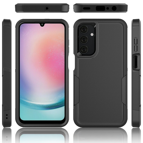 Husă blindată pentru Samsung Galaxy A25, Dual-Layer, negru + sticlă 9H