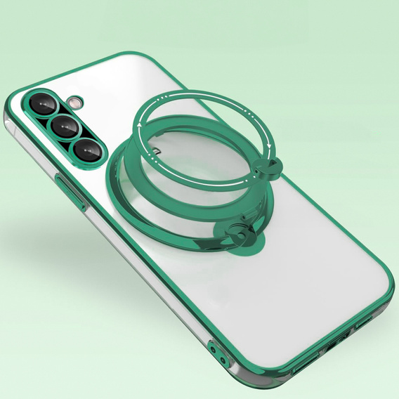Carcasa magnetică pentru Samsung Galaxy A56, pentru MagSafe, verde + sticlă 9H