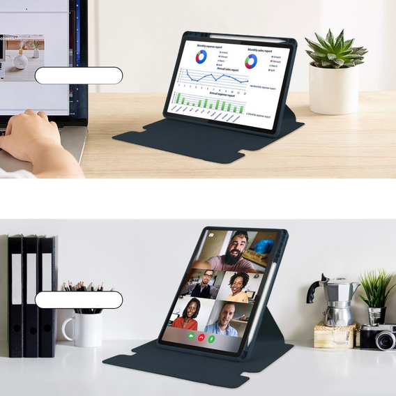 Husă pentru tastatură pentru Lenovo Tab M11, Rotary 360° Leather, albastru închis