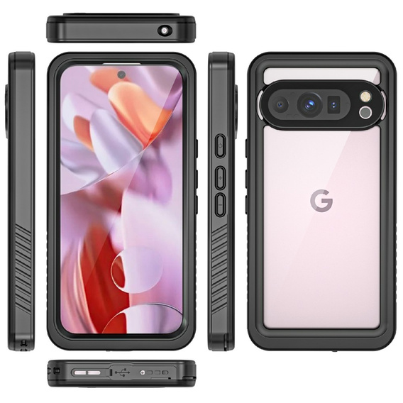 Husă impermeabilă IP68 pentru Google Pixel 9 Pro, Redpepper, negru