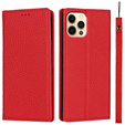 Husă din piele pentru iPhone 13 Pro, ERBORD Grain Leather, roșu
