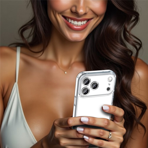 Manșon din silicon pentru iPhone 17 Pro Max, cu spate dur, transparent