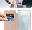Cu clapetă pentru Samsung Galaxy S25 Edge, RFID Wallet MagSafe CamShield, roz