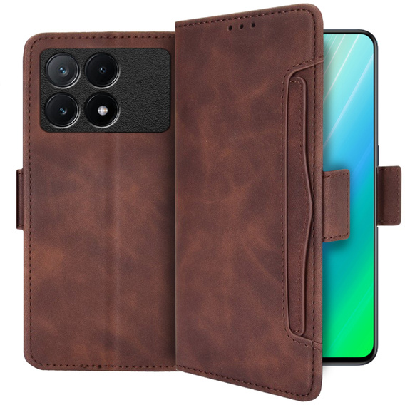 Cu clapetă pentru Xiaomi Poco X6 Pro 5G, Card Slot, maro