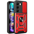 Husă blindată pentru Infinix Hot 50 Pro+ 4G, CamShield Slide, roșu