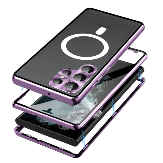 Carcasa Magnetic Dual Glass MagSafe pentru Samsung Galaxy S24 Ultra, violet
