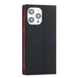 Cu clapetă pentru iPhone 15 Pro, Litchi Skin Grain, negru