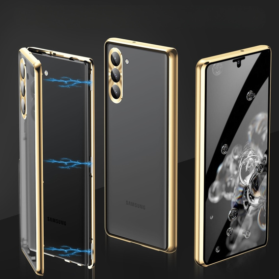 Husa pentru Samsung Galaxy S23, Magnetic Dual Glass, de aur