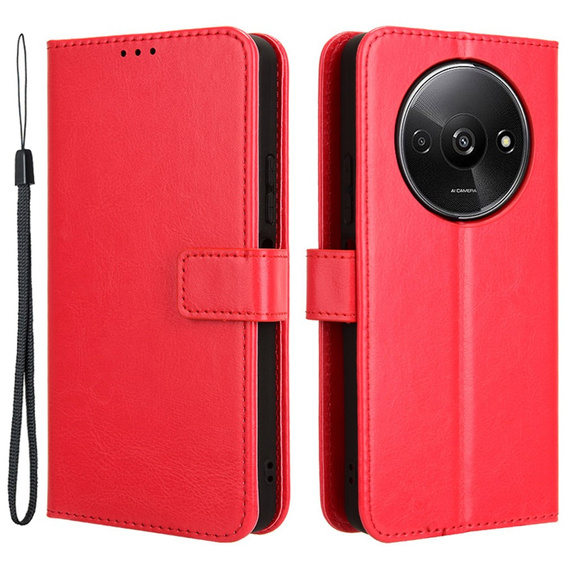 Cu clapetă pentru Xiaomi Redmi A3, Crazy Horse Wallet, roșu
