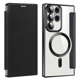 Cu clapetă pentru Samsung Galaxy S23 Ultra, RFID Wallet MagSafe CamShield, negru