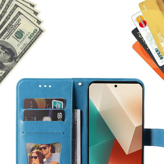 Cu clapetă pentru Xiaomi Redmi Note 13 5G, Mandala, albastru