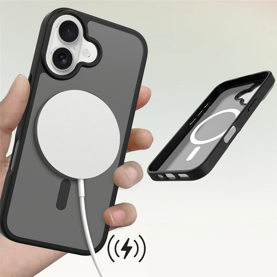 Carcasă Matt pentru iPhone 17, pentru MagSafe, negru translucid
