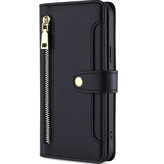 Cu clapetă pentru Samsung Galaxy S23, Wallet Zipper Pocket, negru