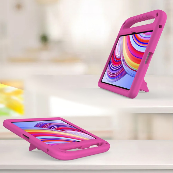 Husă pentru copii pentru Xiaomi Redmi Pad Pro / Xiaomi Poco Pad, cu mâner, roz