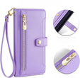 Cu clapetă pentru iPhone 16E, Wallet Zipper Pocket, violet