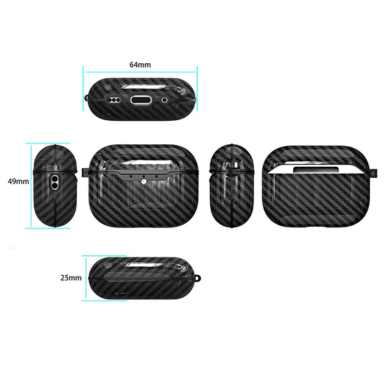 Husă TPU texturată din fibră de carbon pentru AirPods Pro 3