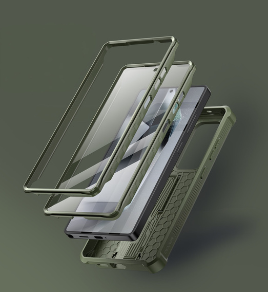 Husă blindată pentru Samsung Galaxy S25 Ultra, Dexnor Full Body (Two Frames), verde