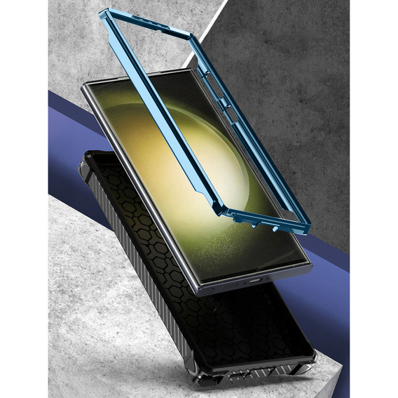Huse pentru Samsung Galaxy S23 Ultra, Heavy Duty Ring Belt Clip, albastru
