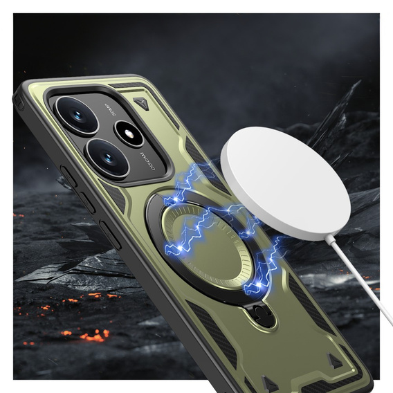 Carcasă pentru Xiaomi Redmi Note 14 5G, Military MagSafe, verde + 9H Glass