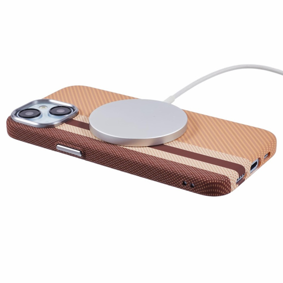 Carcasa pentru iPhone 15, Carbon Fiber MagSafe, galben