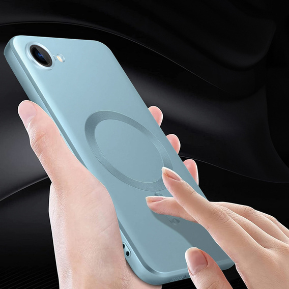 Carcasă pentru iPhone 16E, ColorMag, pentru MagSafe, albastru + sticlă călită 9H