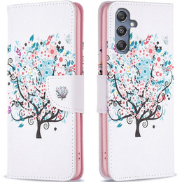 Cu clapetă pentru Samsung Galaxy M34, Wallet, colorful tree, alb