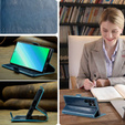 Cu clapetă pentru Samsung Galaxy S23 Ultra, ERBORD Waxy Wallet, albastru