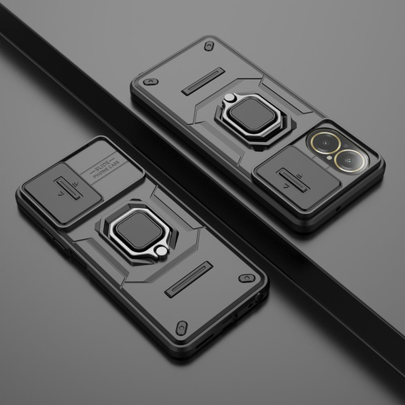 Husă pentru Realme C67 4G, KickStand Camera Lens, negru