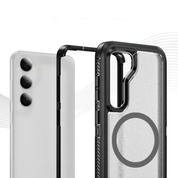 Carcasă cu ramă pentru Samsung Galaxy S23 FE, pentru MagSafe, transparent / negru