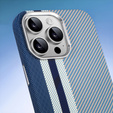 Carcasa pentru iPhone 16 Pro, Carbon Fiber MagSafe, albastru