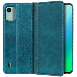 Huse pentru Nokia C12, Wallet Litchi Leather, verde