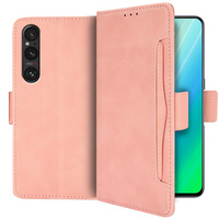 Cu clapetă pentru Sony Xperia 1 V, Card Slot, roz