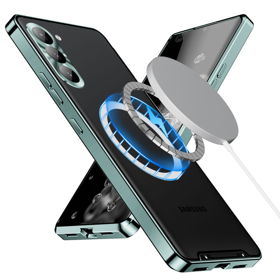 Carcasă de protecție pentru camera foto pentru Samsung Galaxy S24+ Plus, CamShield MagSafe, transparent / verde