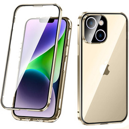 Husa pentru iPhone 14, Magnetic Dual Glass, de aur