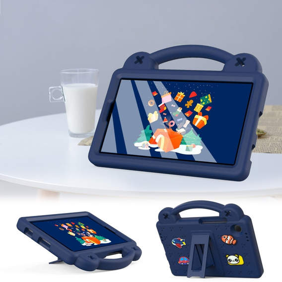 Husă pentru copii pentru Samsung Galaxy Tab A9, Cute Patterns, cu suport, albastru închis