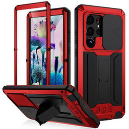 Husă blindată pentru Samsung Galaxy S23 Ultra, R-JUST CamShield Slide, roșu