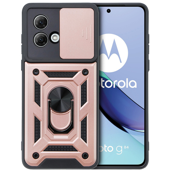 Husă blindată pentru Motorola Moto G84 5G, CamShield Slide, roz rose gold