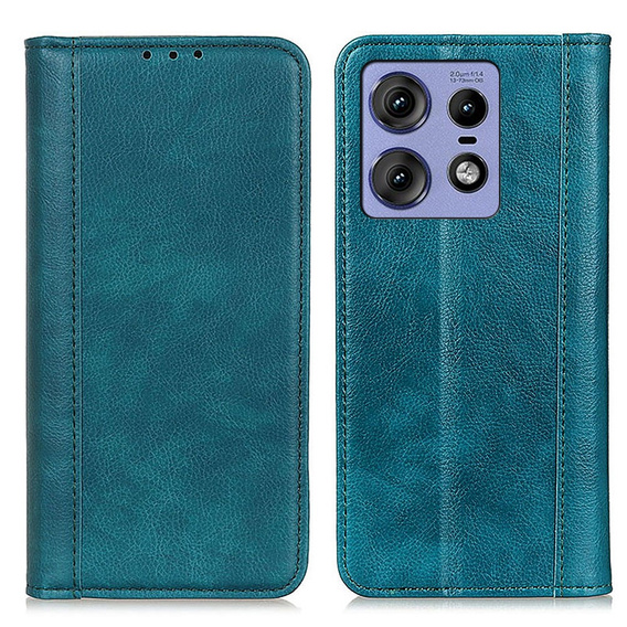 Husa cu clapetă pentru Motorola Edge 50 Pro, Split Leather, verde