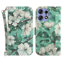 Cu clapetă pentru Motorola Edge 50 Pro 5G, Wallet, Flowers alb