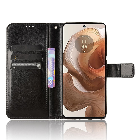 Cu clapetă pentru Motorola Edge 50 Ultra, Crazy Horse Wallet, negru
