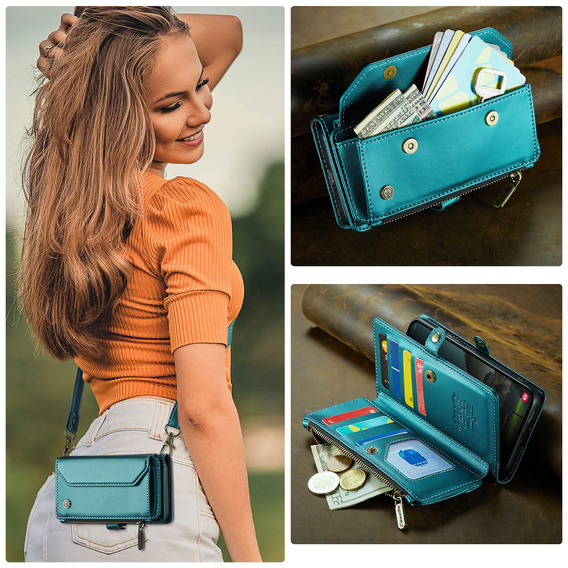 Husă din piele CASEME RFID pentru Samsung Galaxy A57 5G, verde