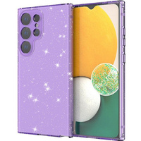 Huse pentru Samsung Galaxy S24 Ultra, Glittery Powder, transparent / violet