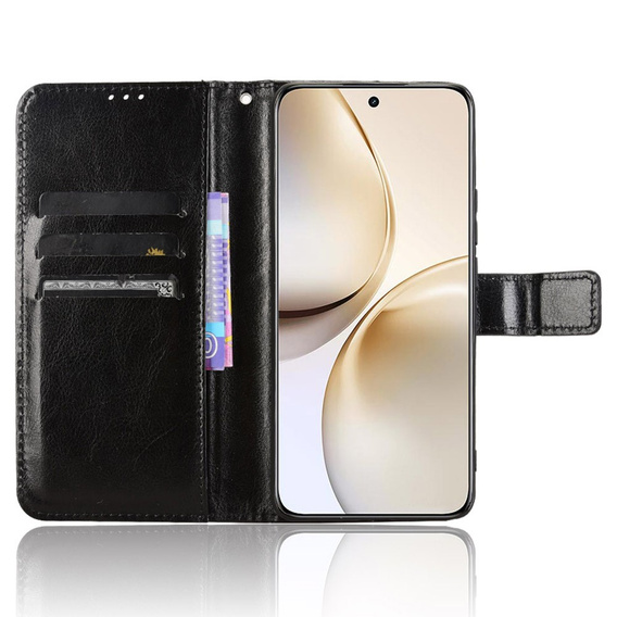 Cu clapetă pentru Realme 14 Pro 5G, Crazy Horse Wallet, negru