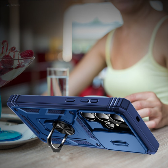 Husă pentru Samsung Galaxy S25 Ultra, KickStand Camera Lens, albastru