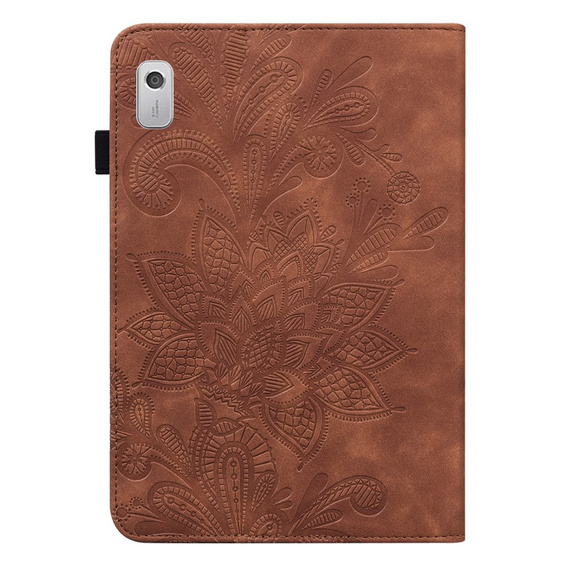 Husă cu clapetă pentru Lenovo Tab M9, flower, maro