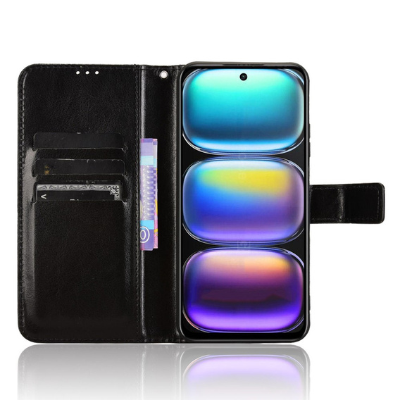 Cu clapetă pentru Infinix Hot 50 4G, Crazy Horse Wallet, negru