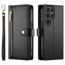 Cu clapetă pentru Samsung Galaxy S25 Ultra, Wallet Zipper Pocket, negru